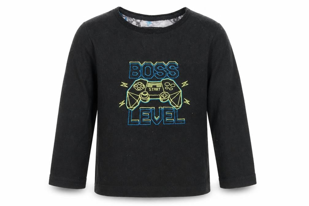 Primark Boys Grey  Fleece  Pyjama Top Size 3-4 Years  - Boss Level