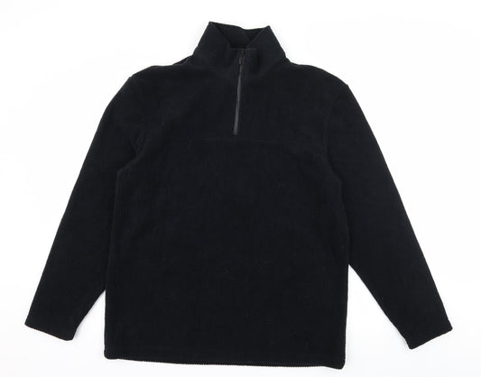 Trader Mens Black  Fleece Pullover Sweatshirt Size S