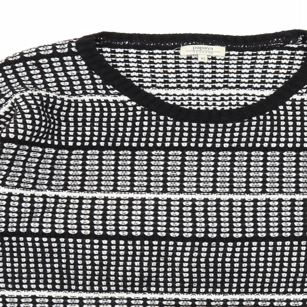 Papaya Womens Black Check Knit Pullover Jumper Size 10