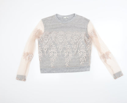 Additional front view of H&M women’s grey pullover sweatshirt, size M