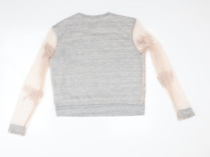 Back view of H&M women’s grey pullover sweatshirt, size M