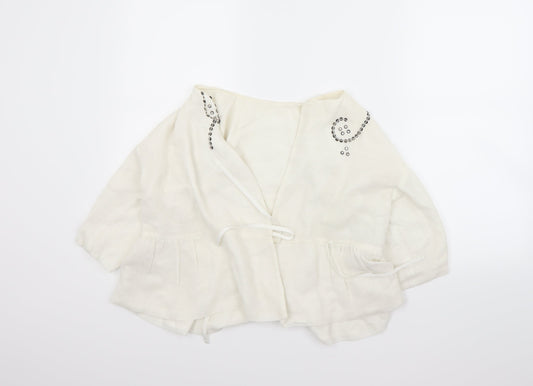 Preworn Womens White   Jacket Coat Size 10