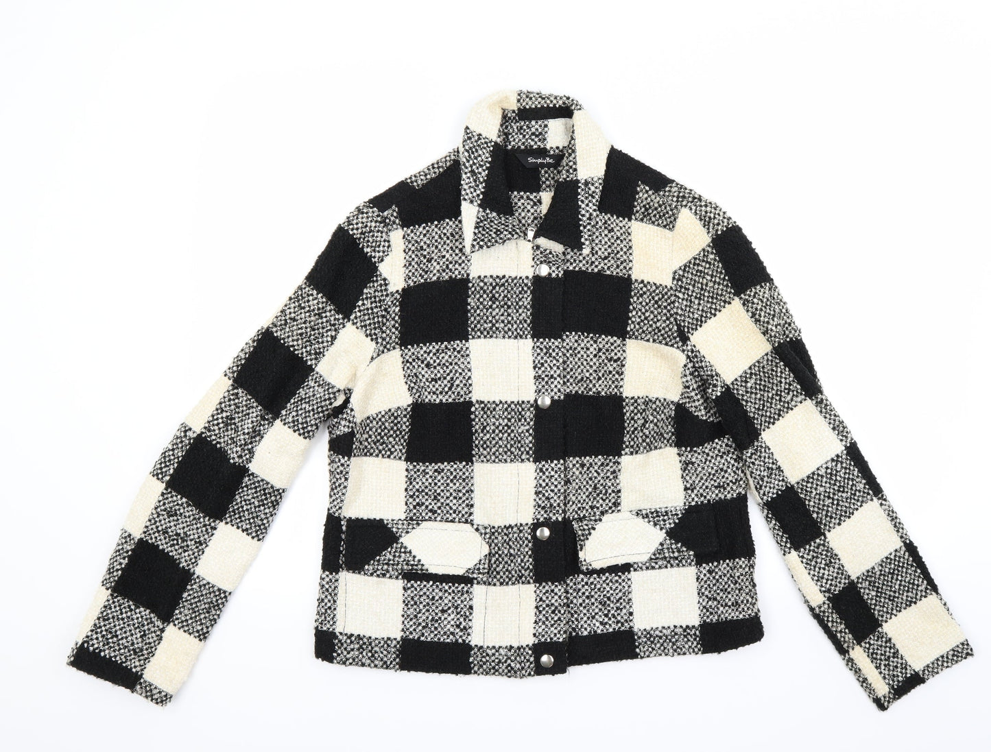 Simply Be Womens White Check  Jacket Coat Size 14