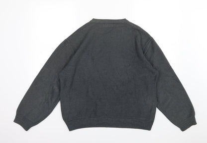 Back view of Marks & Spencer men’s grey striped knit jumper, size M