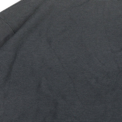 Brand and care label for Marks & Spencer men’s grey striped knit jumper, size M