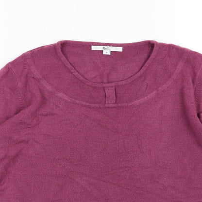 Close-up detail of Klass women’s purple knit jumper, size M
