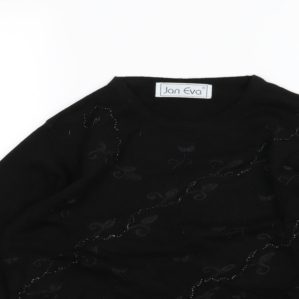 Jan Eva Womens Black  Knit Pullover Jumper Size M