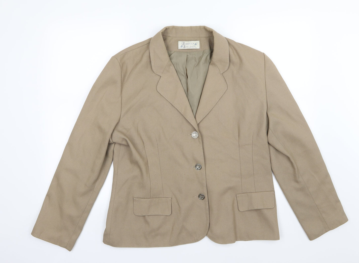 Rebecca Sheldon Womens Beige   Jacket Suit Jacket Size 16