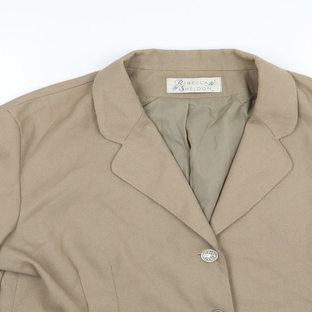 Rebecca Sheldon Womens Beige   Jacket Suit Jacket Size 16