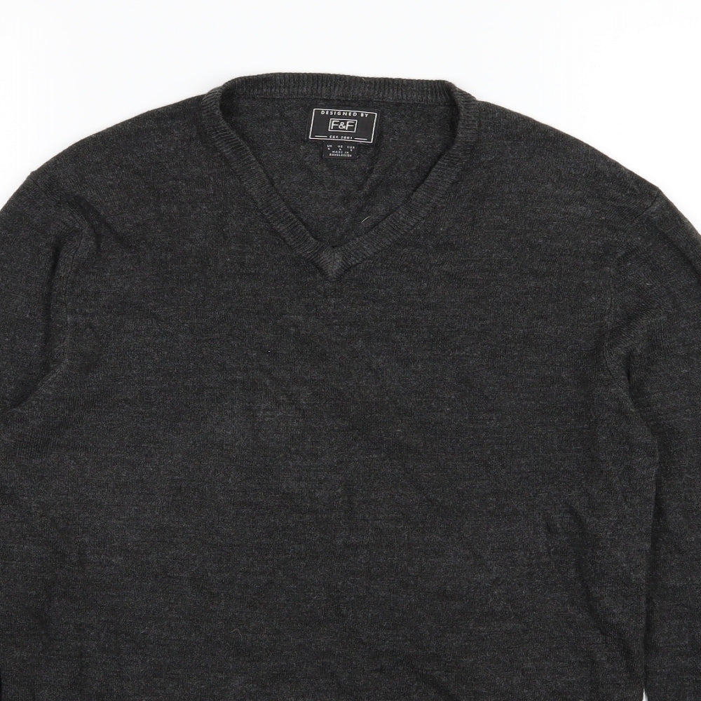F&F Mens Grey  Knit Pullover Jumper Size S