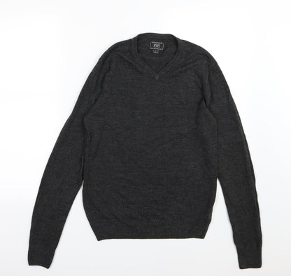 Front view of F&F men’s grey knit jumper, size S