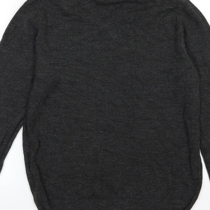 Brand and care label for F&F men’s grey knit jumper, size S