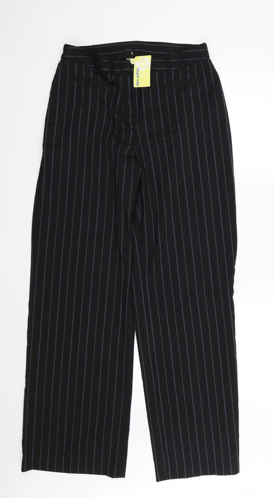Agenda Womens Black Striped Rayon Trousers  Size 14 L32 in