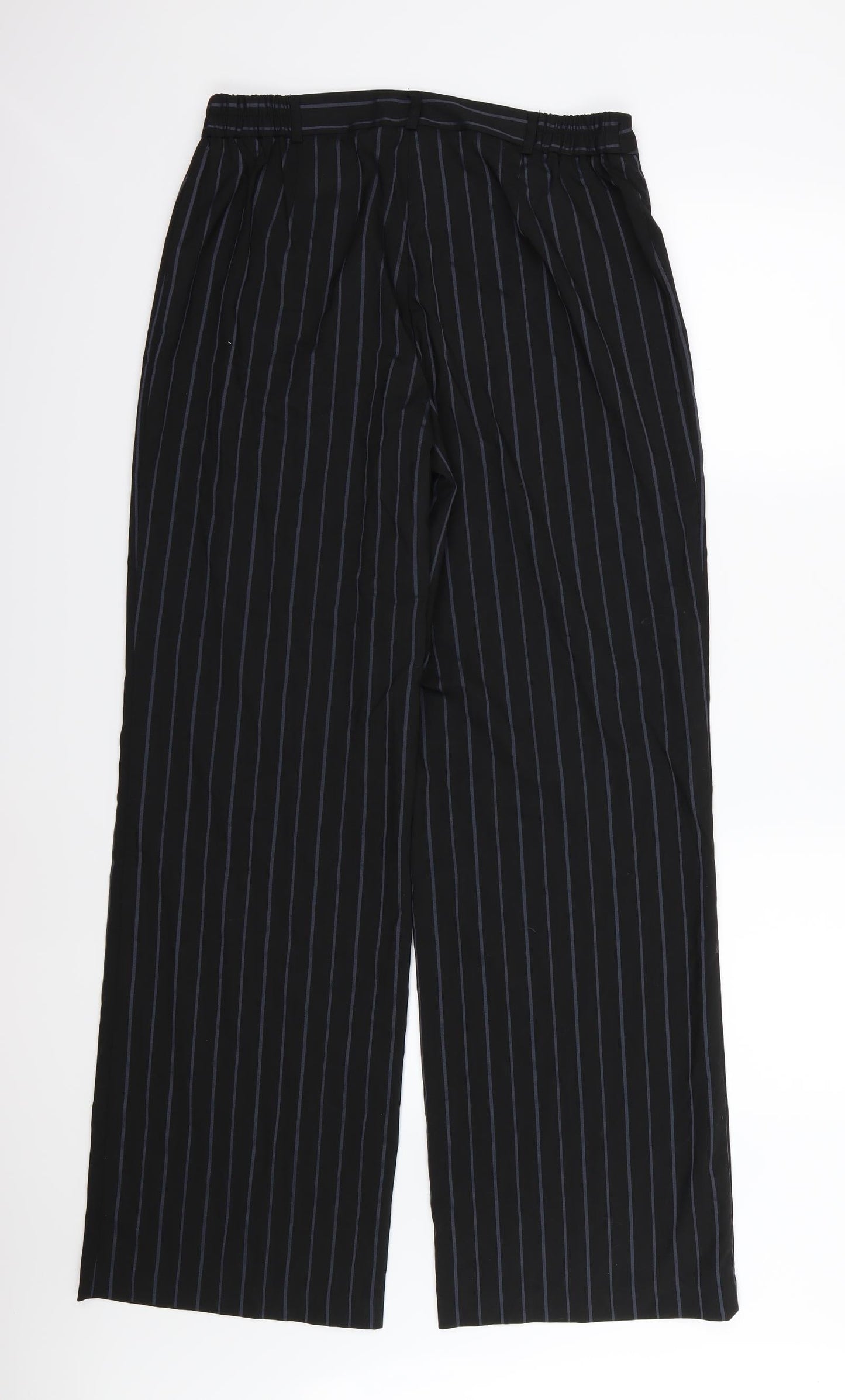 Agenda Womens Black Striped Rayon Trousers  Size 14 L32 in
