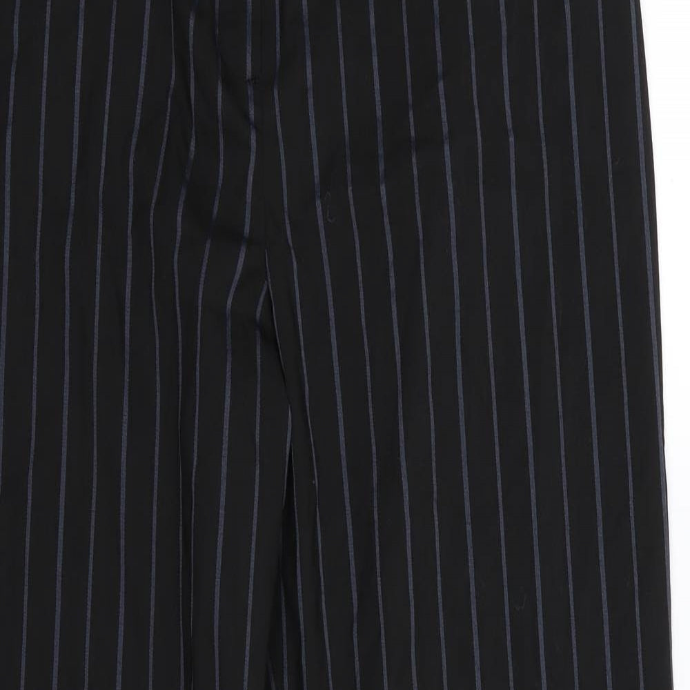 Agenda Womens Black Striped Rayon Trousers  Size 14 L32 in