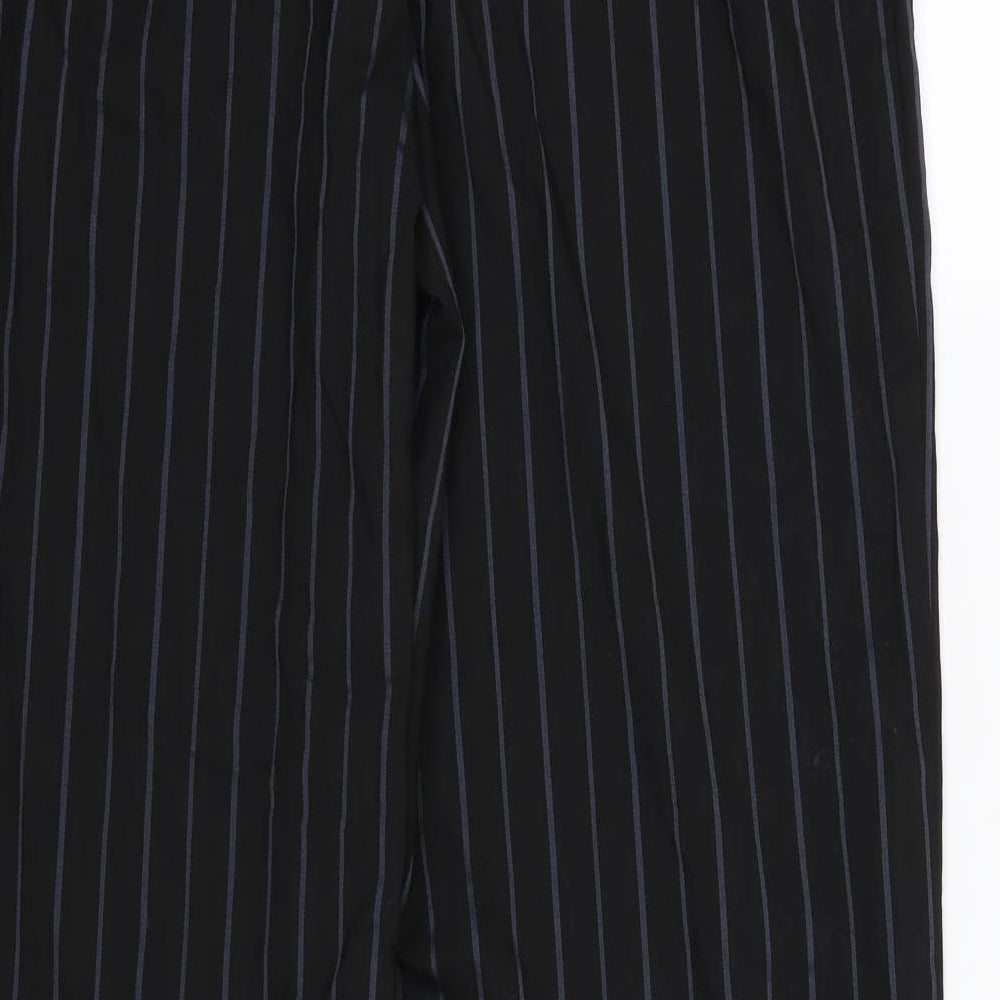 Agenda Womens Black Striped Rayon Trousers  Size 14 L32 in
