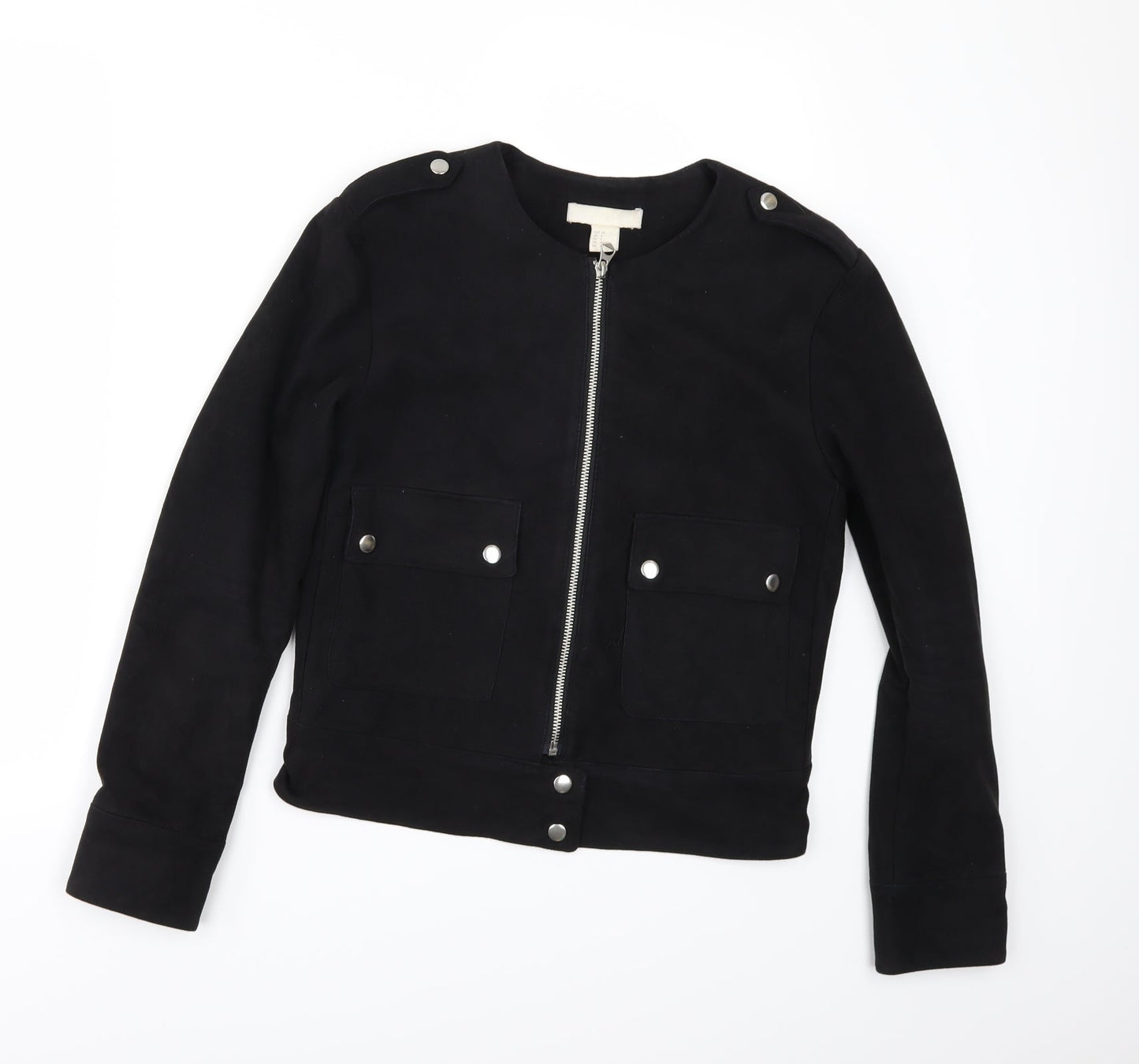 H&M Womens Black   Jacket  Size 6  - Suede Effect