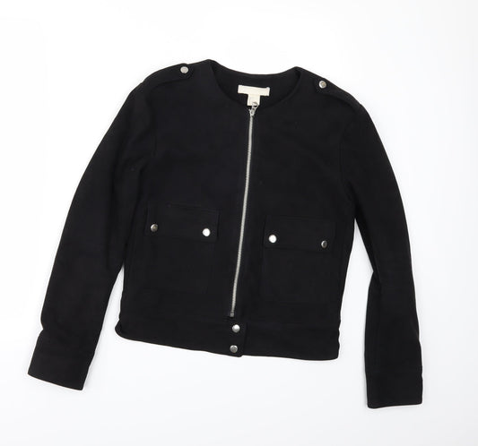 H&M Womens Black   Jacket  Size 6  - Suede Effect