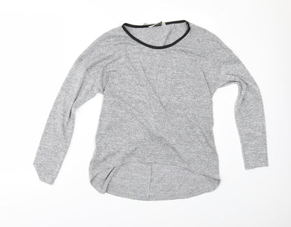 Additional front view of Miss Selfridge women’s grey basic polo, size UK 10, - back split