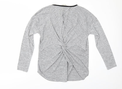 Back view of Miss Selfridge women’s grey basic polo, size UK 10, - back split