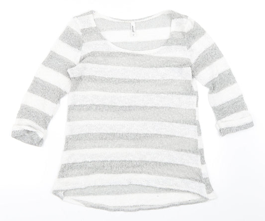NEXT Womens Grey Striped  Pullover Jumper Size 12
