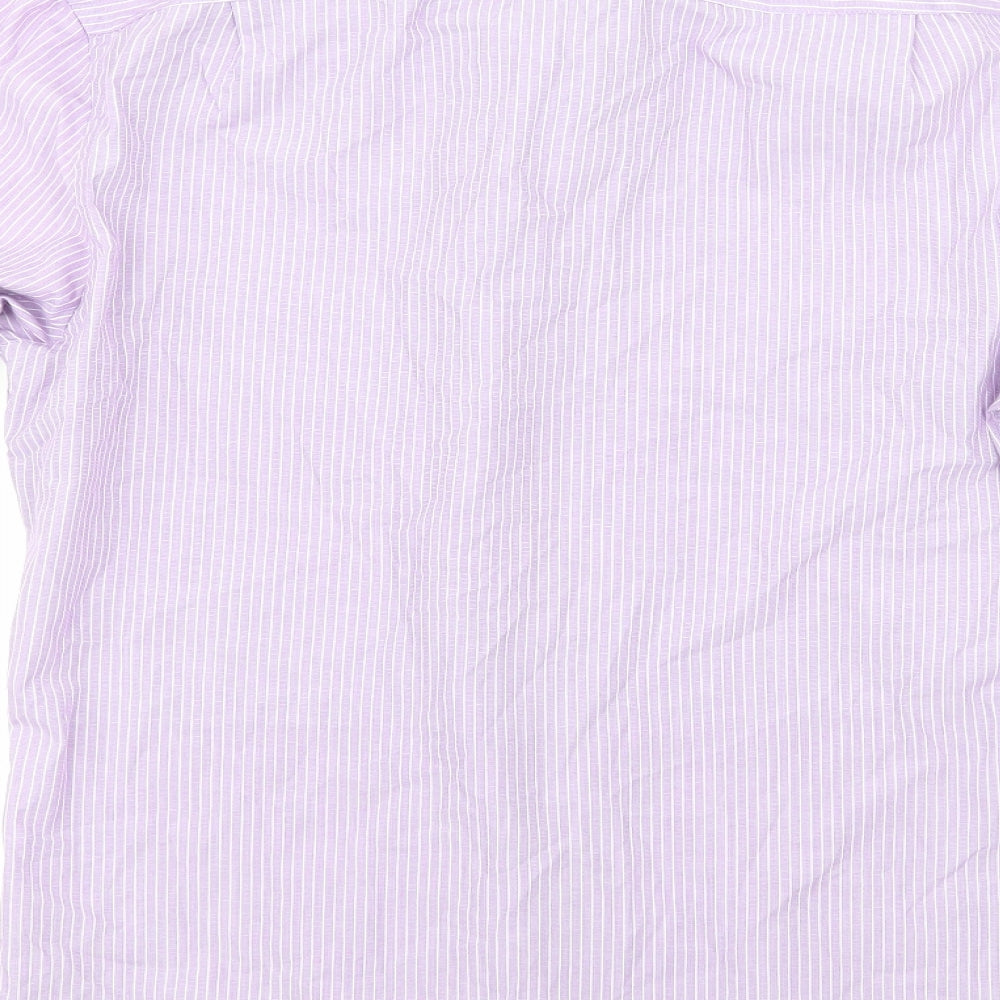 Marks and Spencer Mens Purple Striped   Dress Shirt Size 15.5