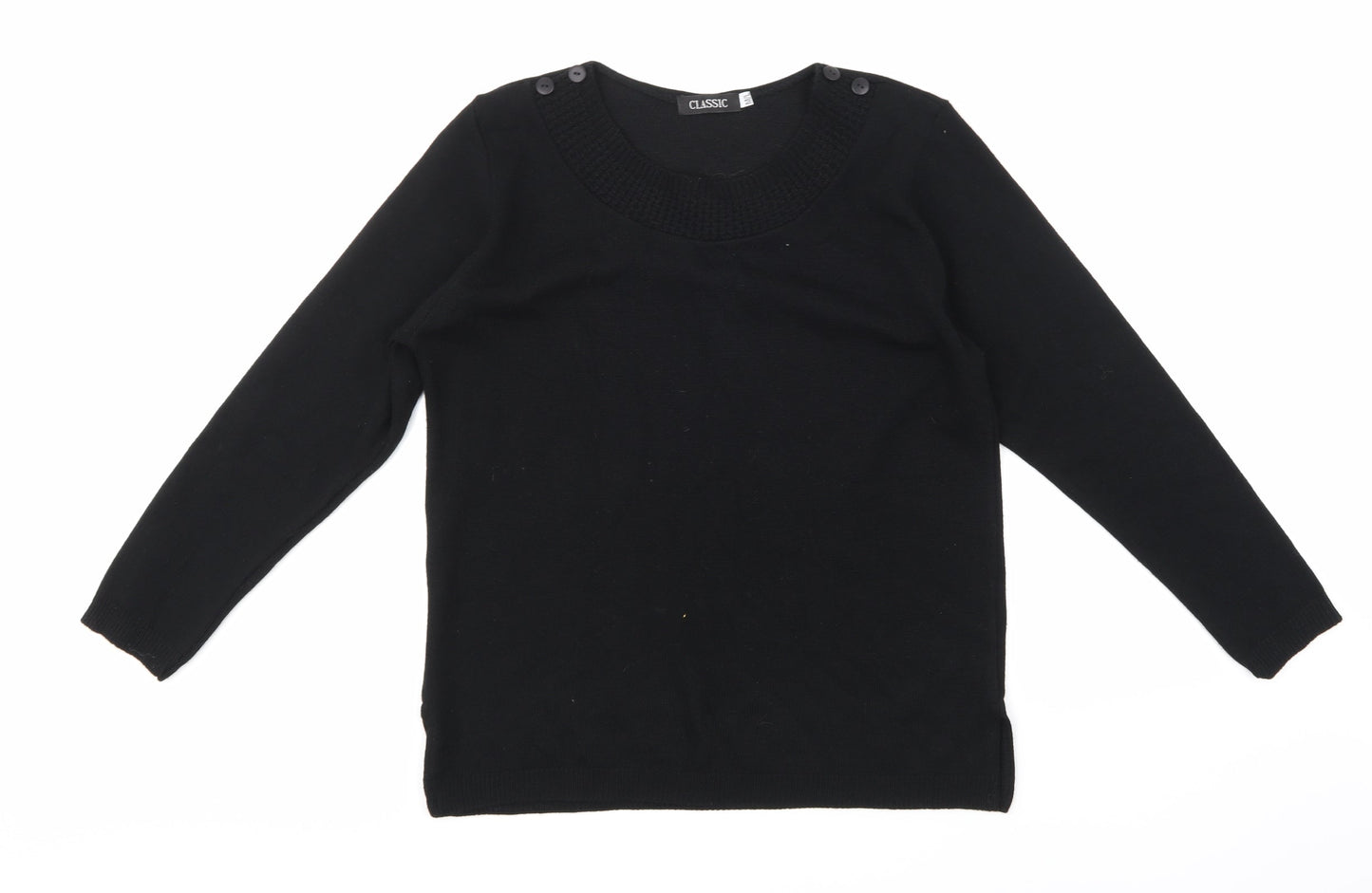 Classic Womens Black  Knit Pullover Jumper Size M