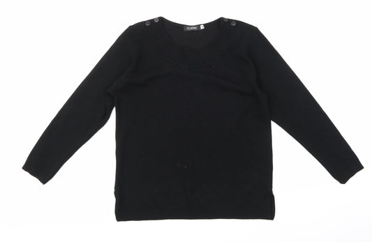 Classic Womens Black  Knit Pullover Jumper Size M