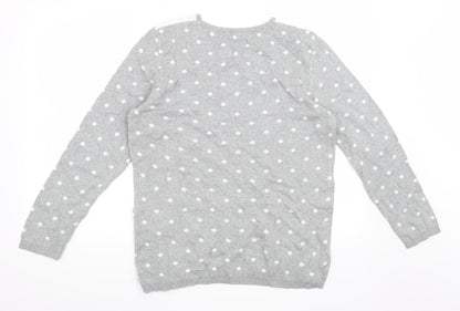 Back view of Damart women’s grey polka dot jumper, size UK 14