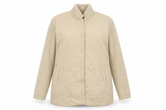 Front view of Damart women’s beige jacket, size M