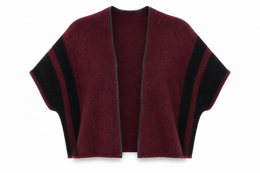 Front view of F&F women’s red striped cardigan jumper, size S