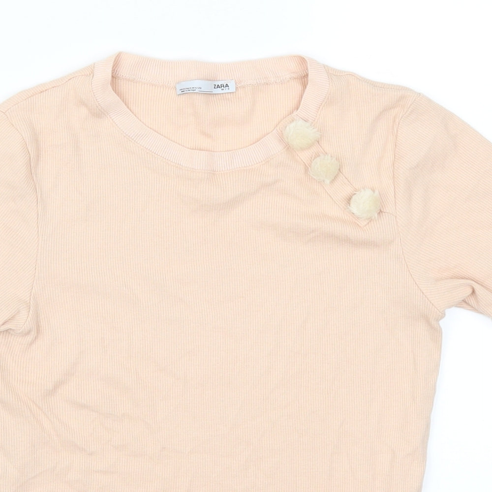 Zara Womens Pink   Basic T-Shirt Size M  - Pom Pom