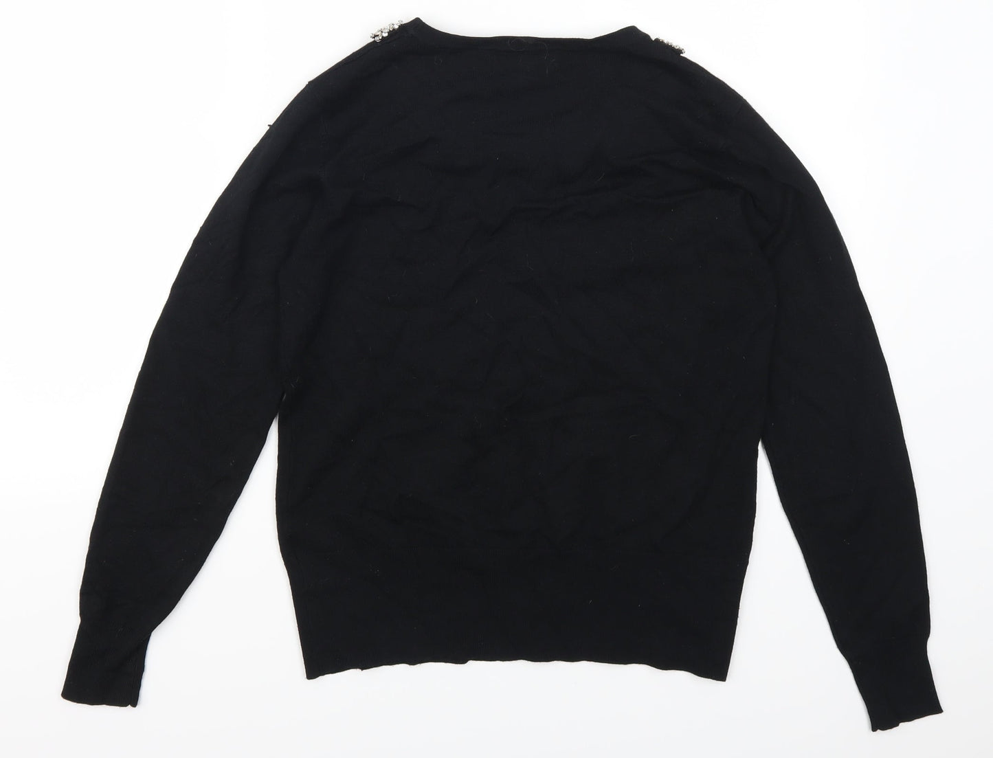 Mudflower Womens Black   Pullover Jumper Size S  - Beaded Collar