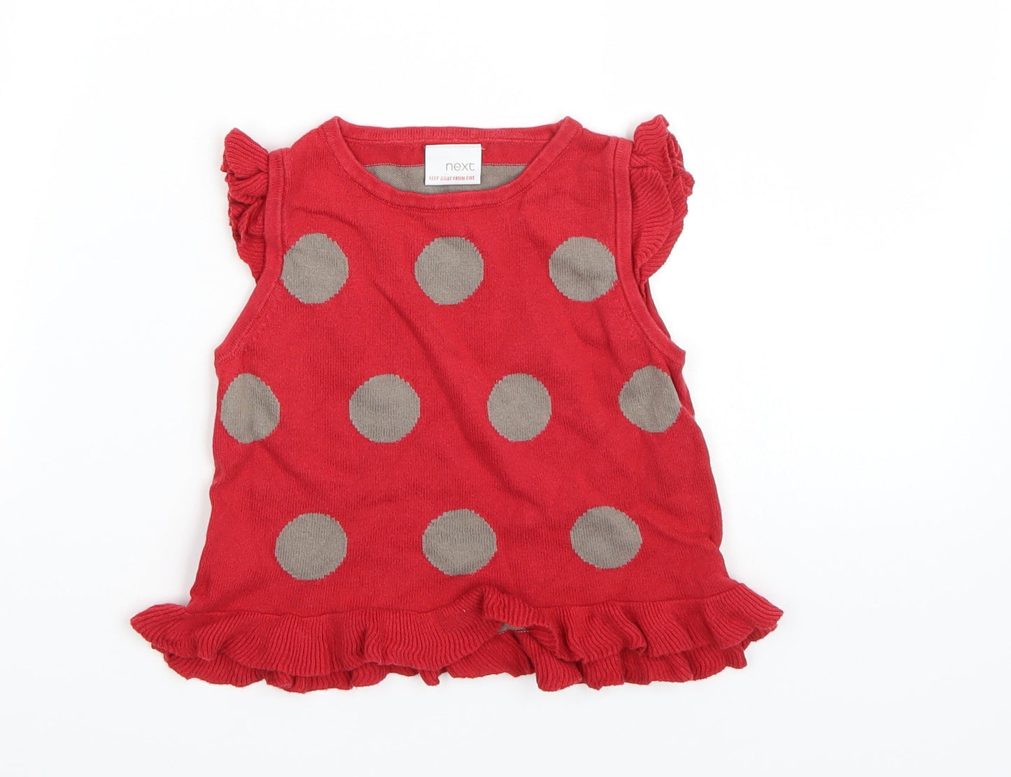 NEXT Girls Red Polka Dot  Basic T-Shirt Size 2-3 Years