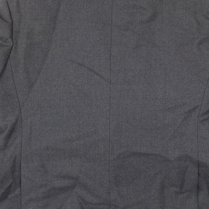 Brand and care label for Preworn men’s grey jacket suit jacket, size 44