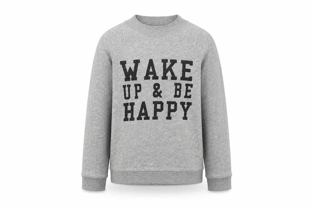 New Look Girls Grey   Pullover Sweatshirt Size 12 Years  - wake up and be happy