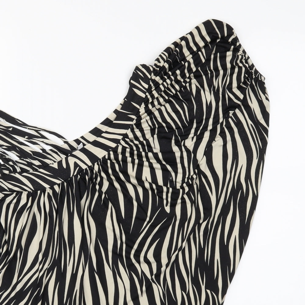 New Look Womens Beige Animal Print  Basic Blouse Size 8