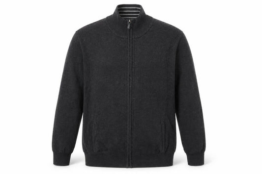 Front view of Atlantic Bay men’s grey pullover sweatshirt, size M