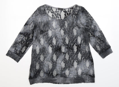 Additional front view of CMD women’s grey basic blouse, size UK 14