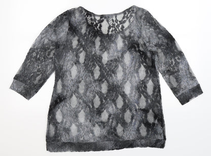 Back view of CMD women’s grey basic blouse, size UK 14