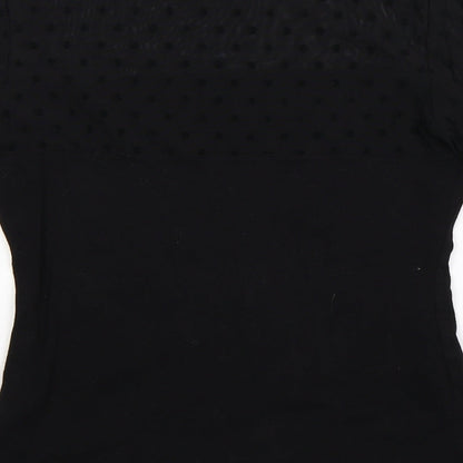 Brand and care label for H&M women’s black jumper, size S