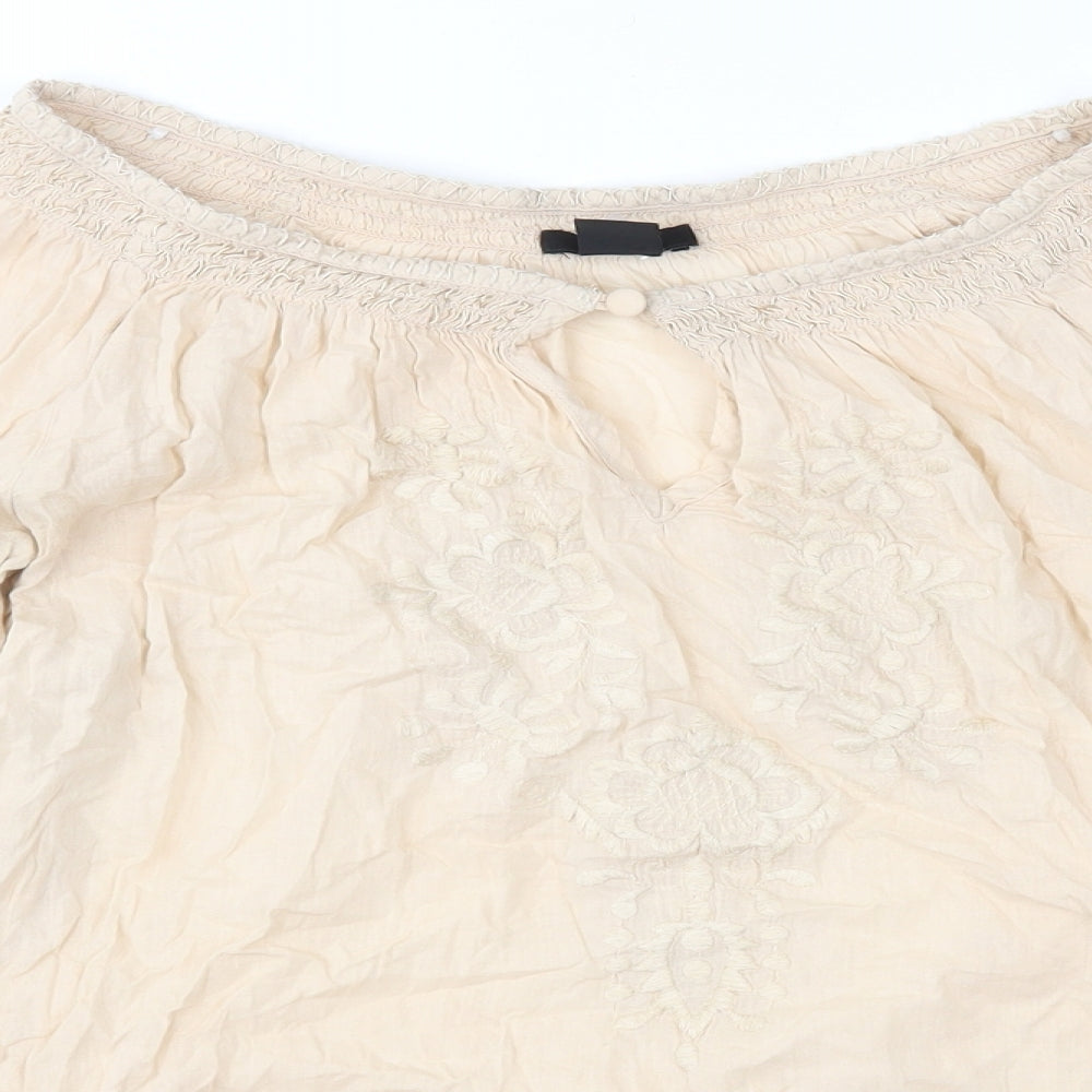 H&M Womens Beige   Basic Blouse Size 6