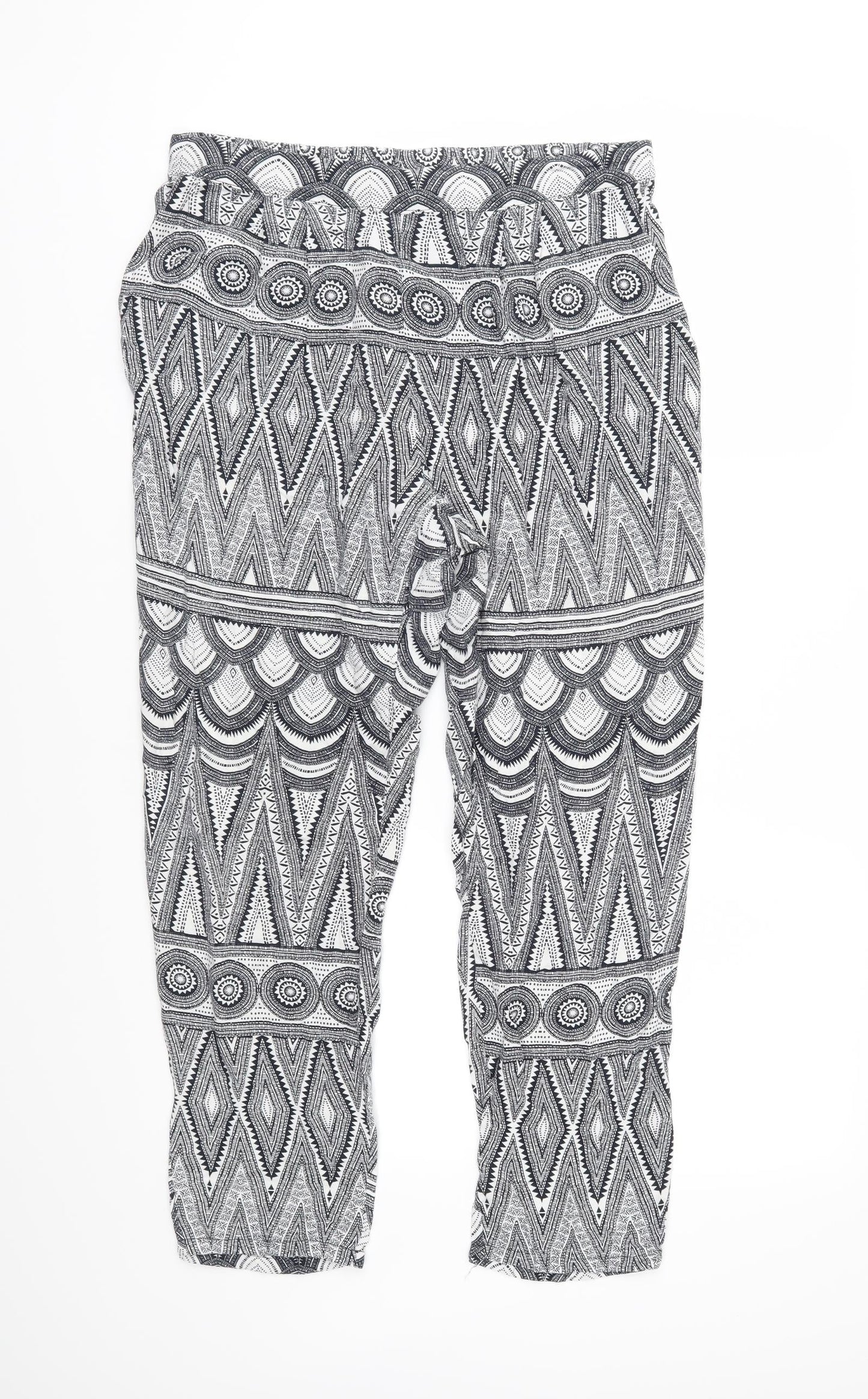 H&M Womens Blue Geometric  Trousers  Size 36 in L27 in