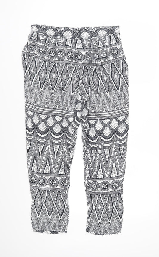 H&M Womens Blue Geometric  Trousers  Size 36 in L27 in