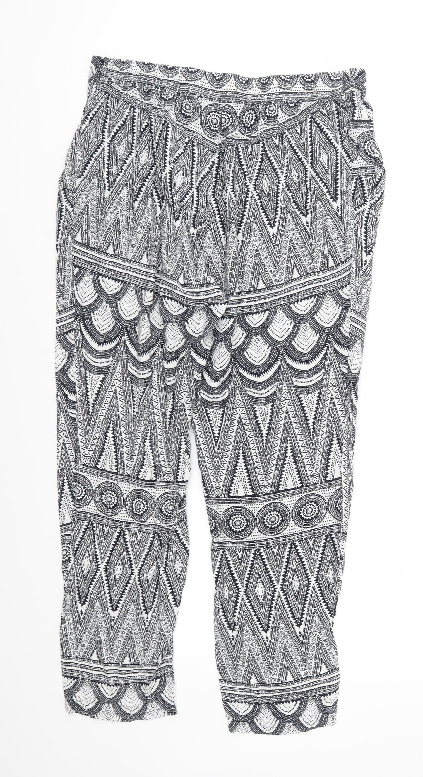 H&M Womens Blue Geometric  Trousers  Size 36 in L27 in