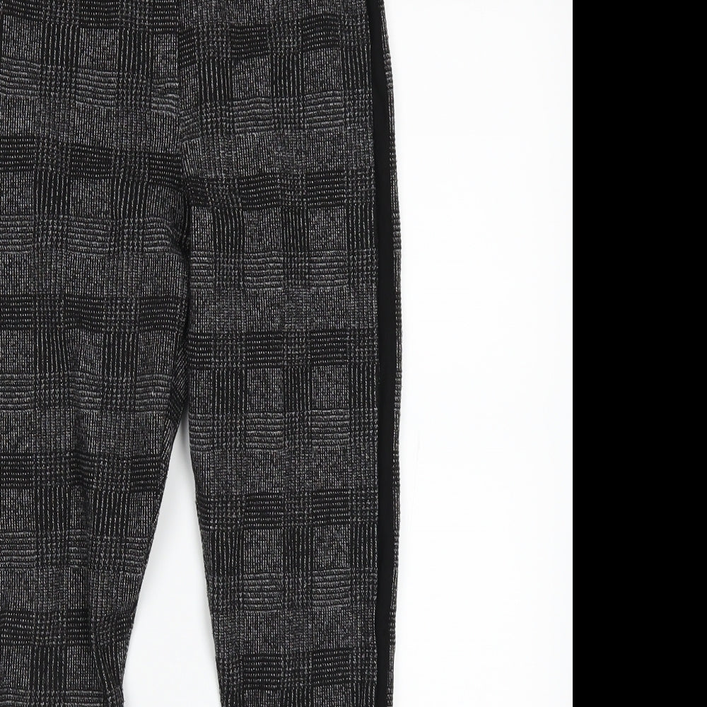 top shop Womens Grey Check  Jogger Trousers Size 8 L21 in