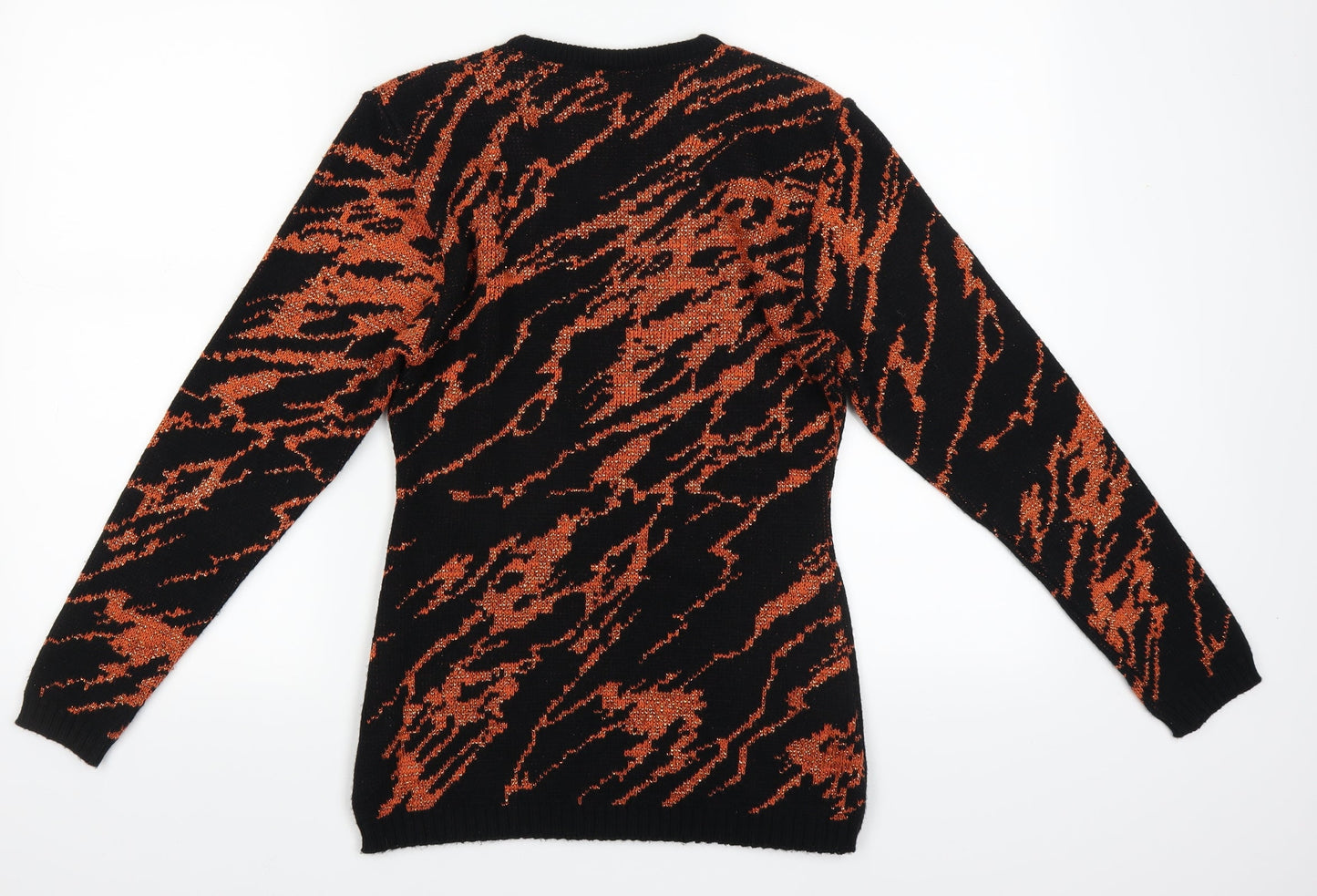 Solo Womens Orange Animal Print  Pullover Jumper Size S
