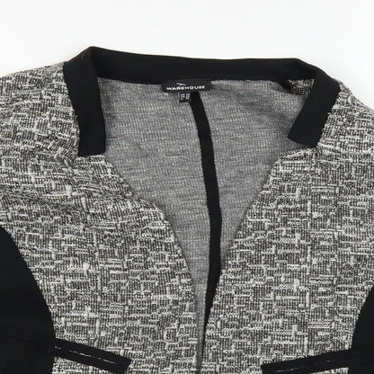 Close-up detail of Warehouse women’s multicoloured cardigan jumper, size UK 10