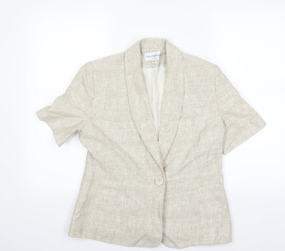 Additional front view of Gray & Osbourn women’s beige jacket blazer, size UK 10