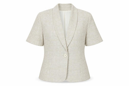 Front view of Gray & Osbourn women’s beige jacket blazer, size UK 10